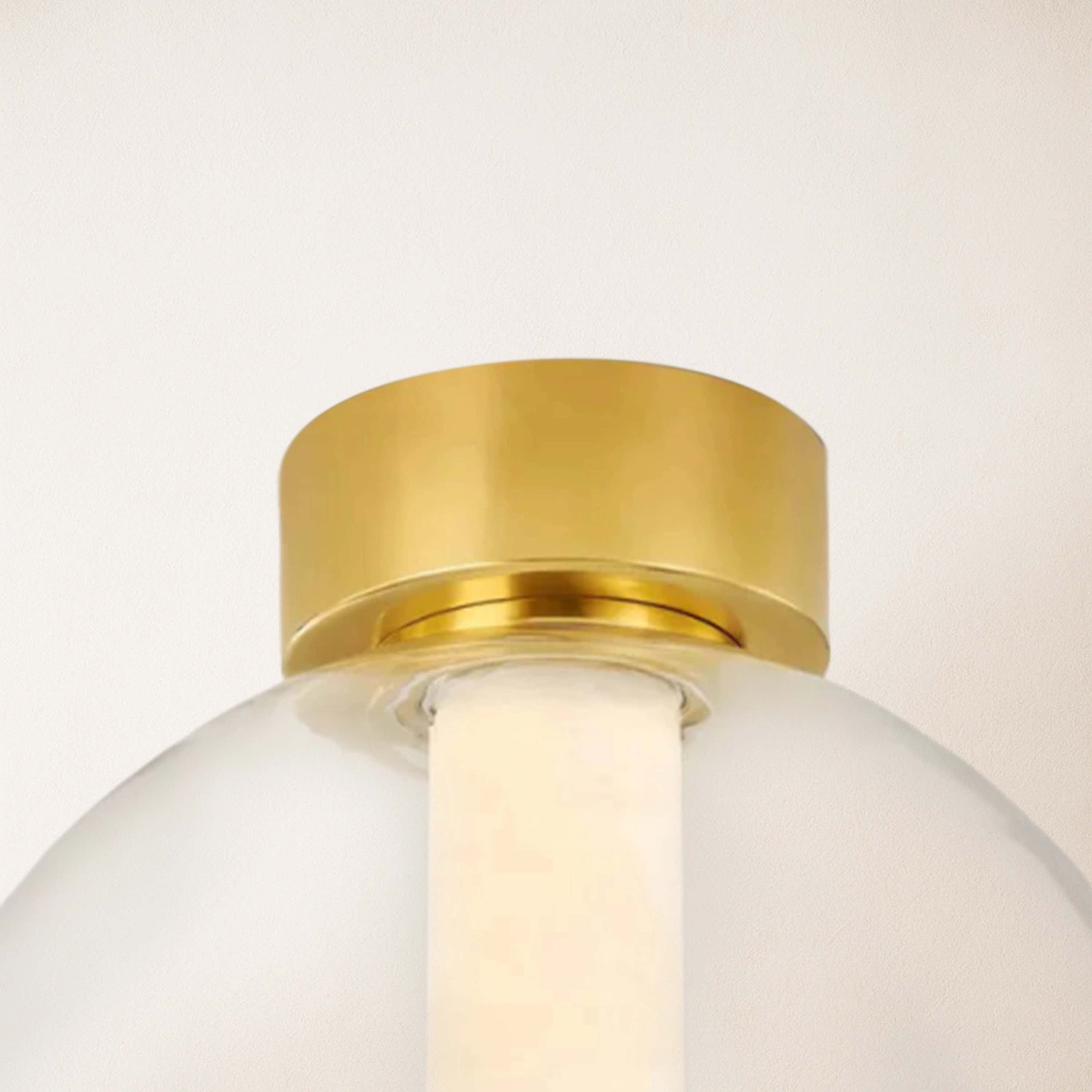 Auroba Alabaster Tube Glass Globe Ball Flush Mount 13''D