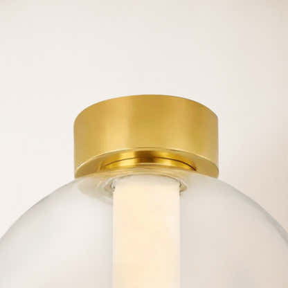 Auroba Alabaster Tube Glass Globe Ball Flush Mount 13''D