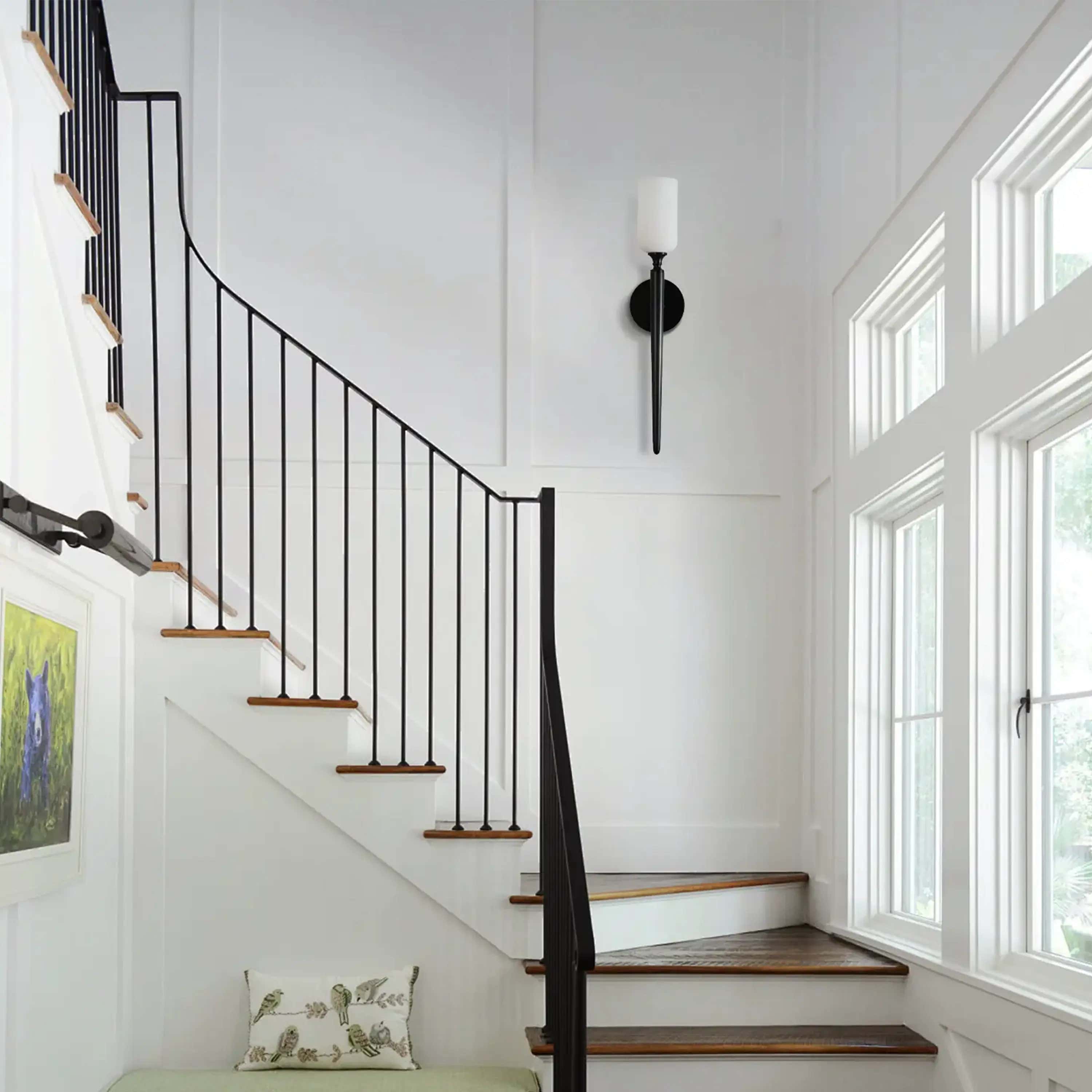 Axis Alabaster 1 Light Wall Sconce 22"H#Finish_Black