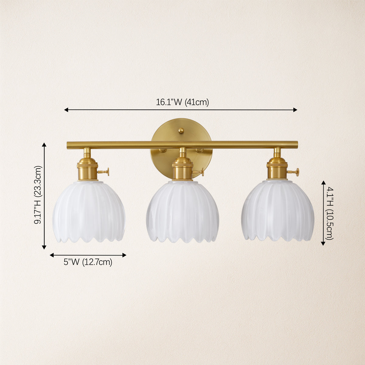 Orbixa Milky Glass 3-Lights Wall Sconce 18.8"W