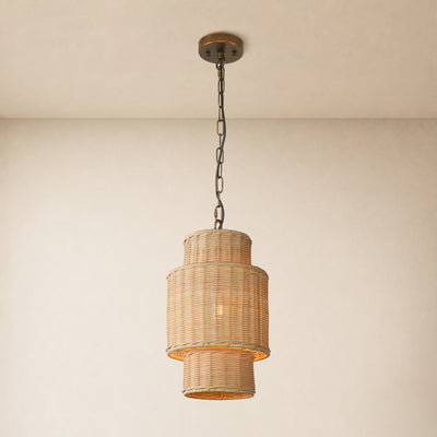 Cavana Rattan Tiered Pendant 10"D 