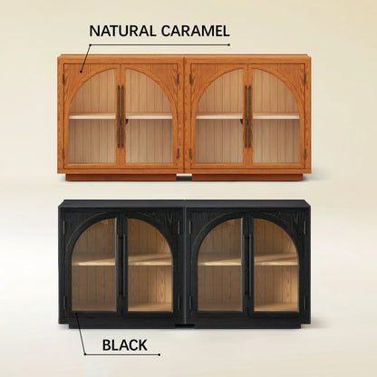 Alvar Arched 95″ Oak Media Console(Set of 3)