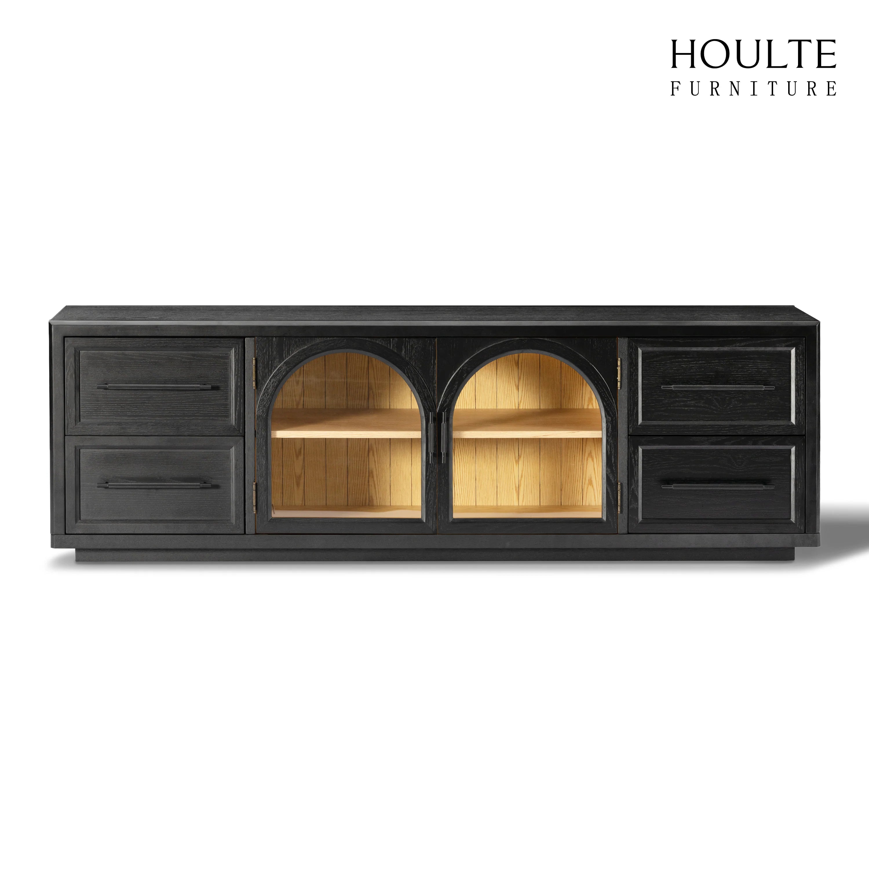 Alvar Oak Media Console and  64" Sideboard