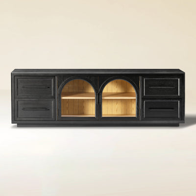 Alvar Oak Media Console and Sideboard Set