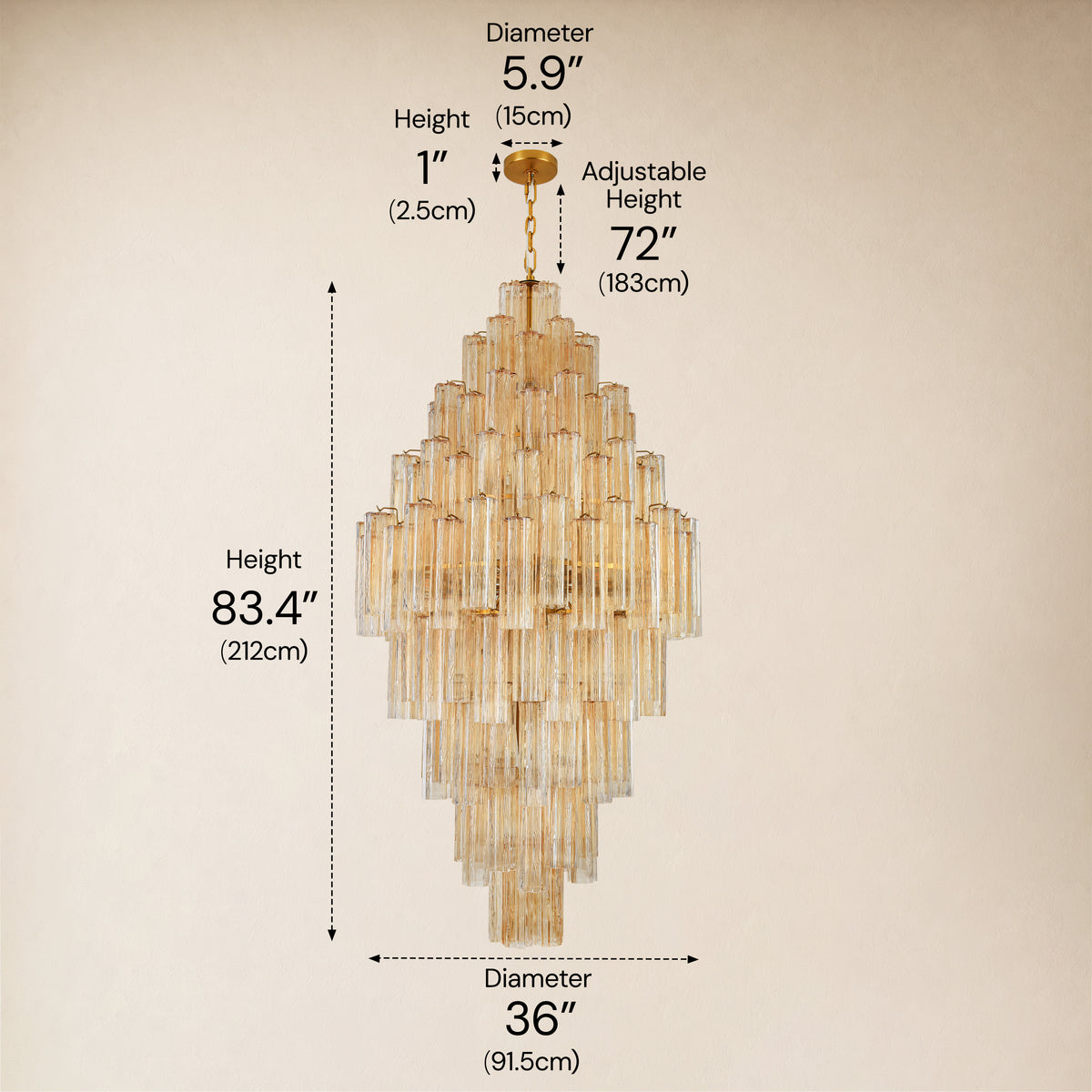 Lumeris Crystal Cascade Chandelier 36"D 