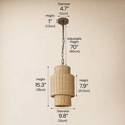 Cavana Rattan Tiered Pendant 10"D 