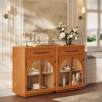 Alvar Arched 64" Oak Sideboard with Drawers(Set of 2)