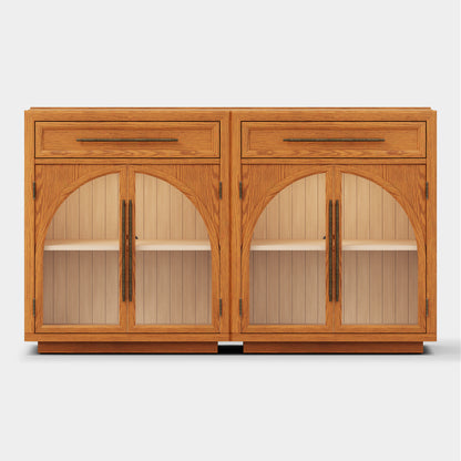 Alvar Arched 64" Oak Sideboard with Drawers(Set of 2)