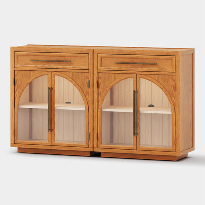 Alvar Arched 64" Oak Sideboard with Drawers(Set of 2)