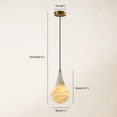 Ares Alabaster Water-Drop Pendant 7"D