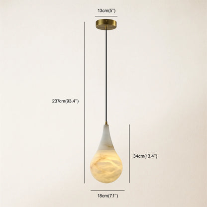 Ares Alabaster Water-Drop Pendant 7"D