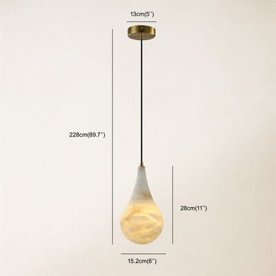 Ares Alabaster Water-Drop Pendant 6"D