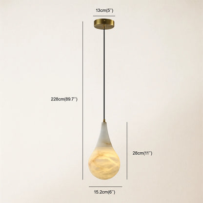 Ares Alabaster Modern Water-Drop Pendant 6"D