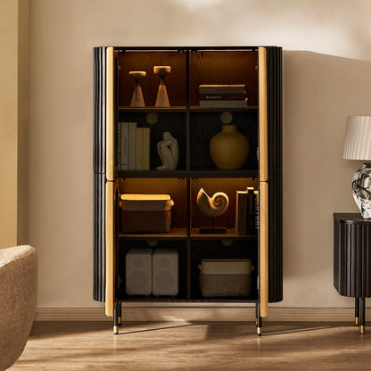 Ewan Oak Media Console and Cabinet Set