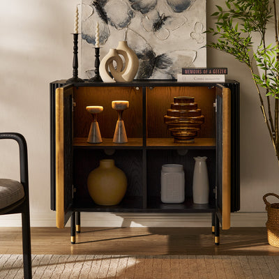 Ewan Oak Media Console and Cabinet Set