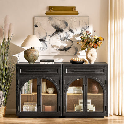 Alvar Arched 61" Oak Sideboard with Drawers(Set of 2)