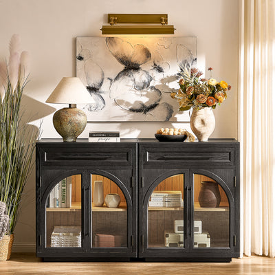 Alvar Arched 61" Oak Sideboard with Drawers(Set of 2)