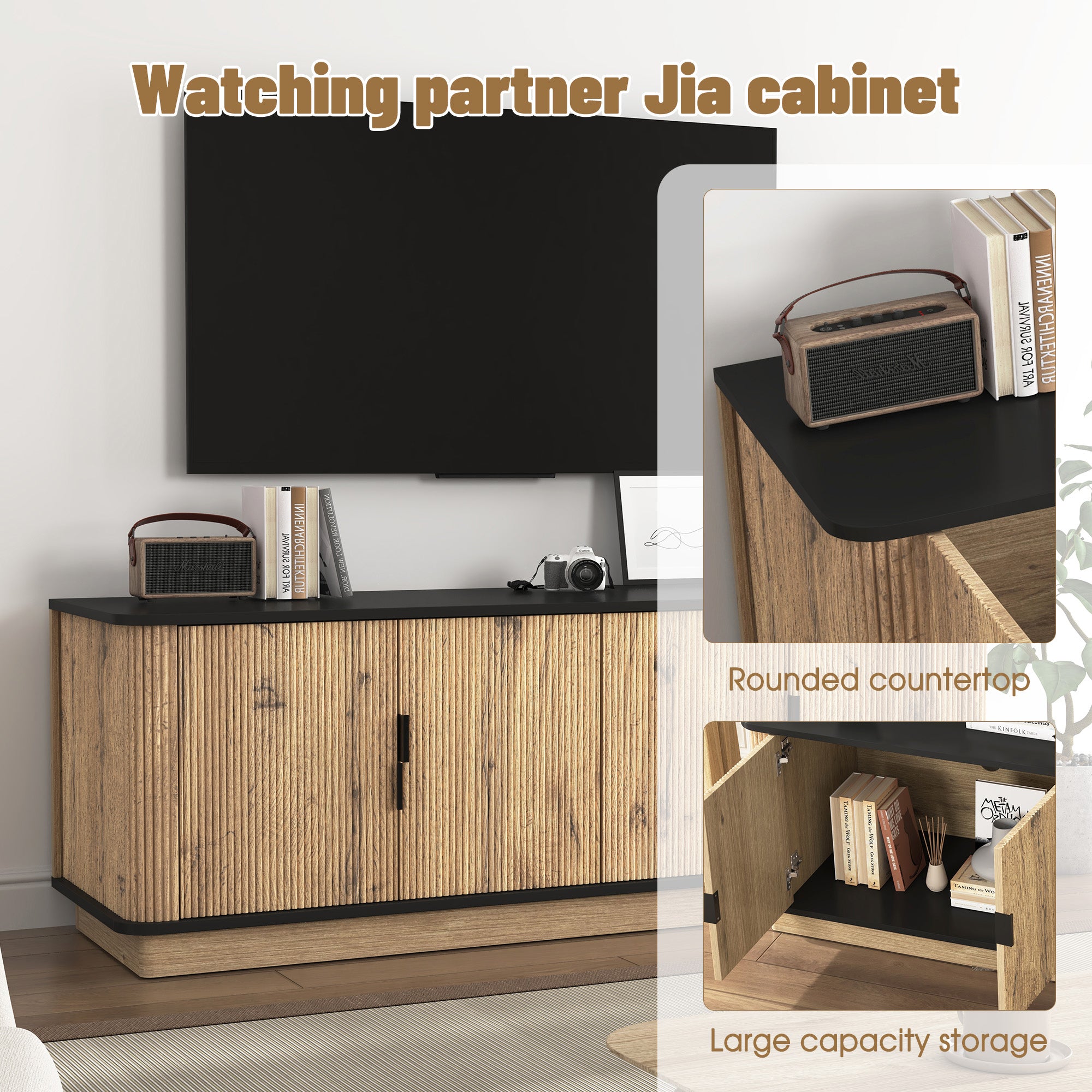 Bedenac Natural Wood Media Console 55"