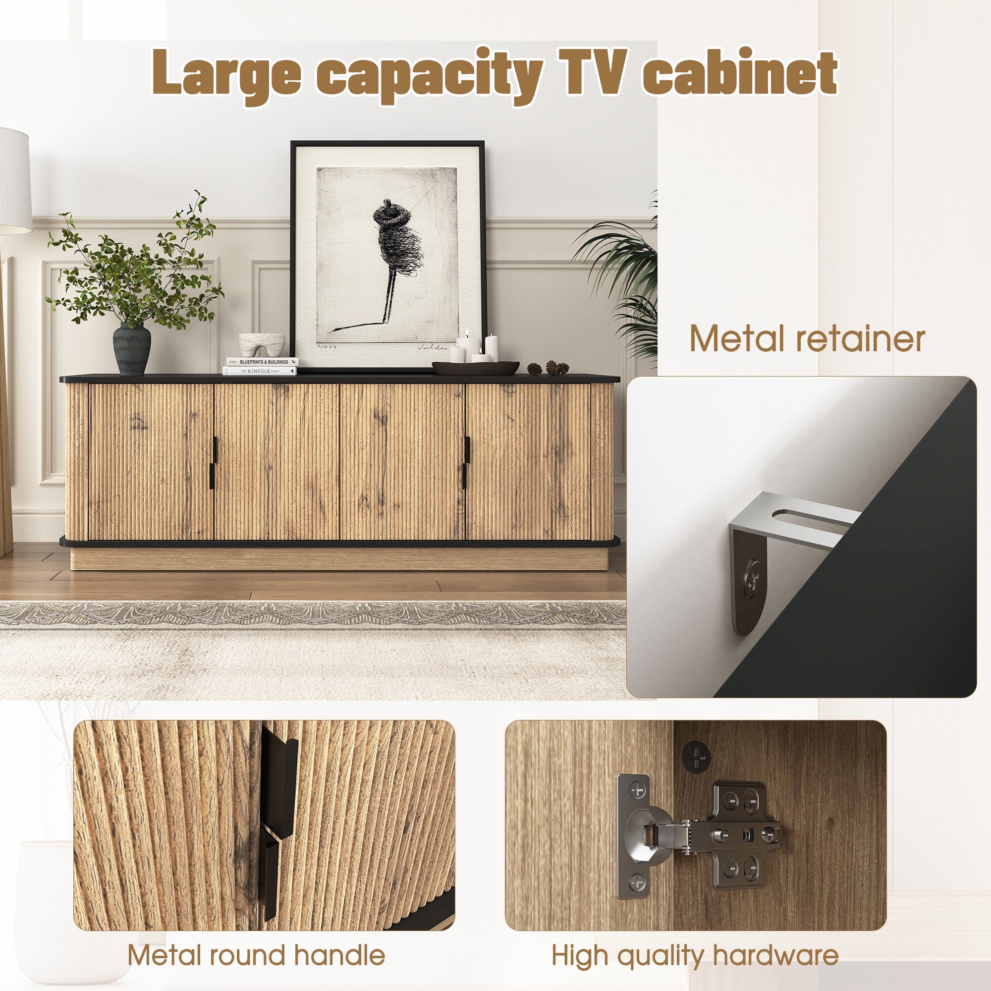 Bedenac Natural Wood Media Console 55"