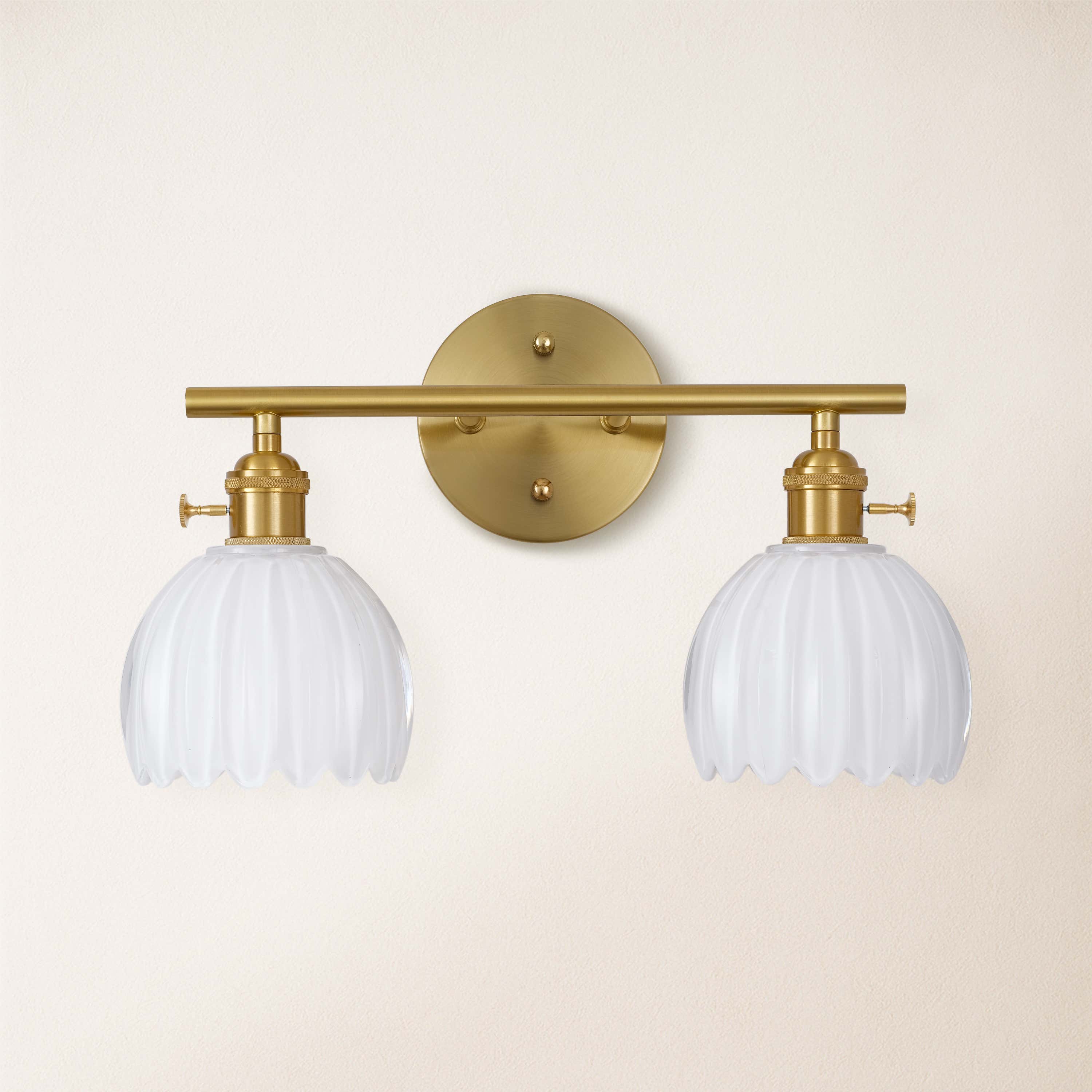 Orbixa Milky Glass 2-Lights Wall Sconce 15"W