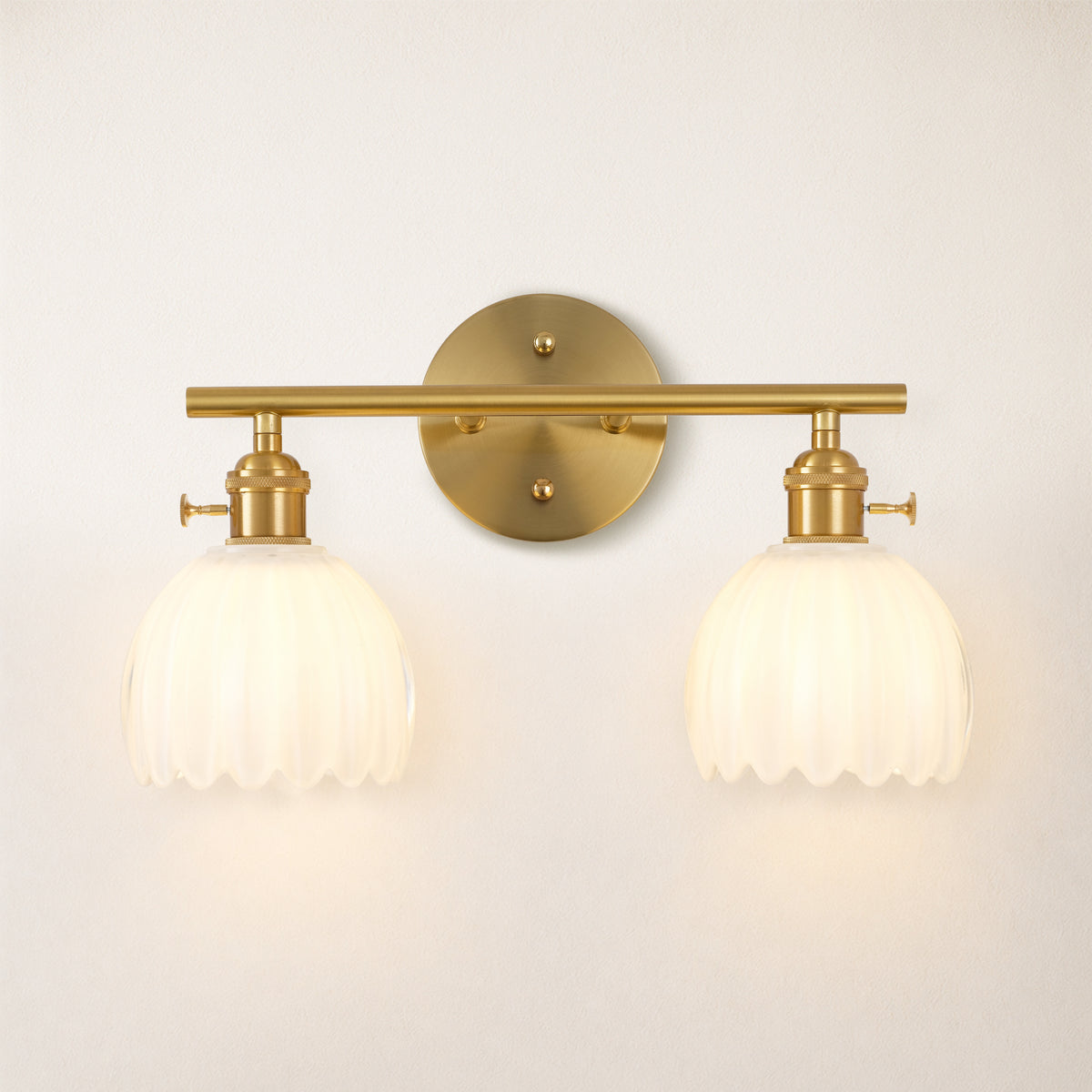 Orbixa Milky Glass 2-Lights Wall Sconce 15"W