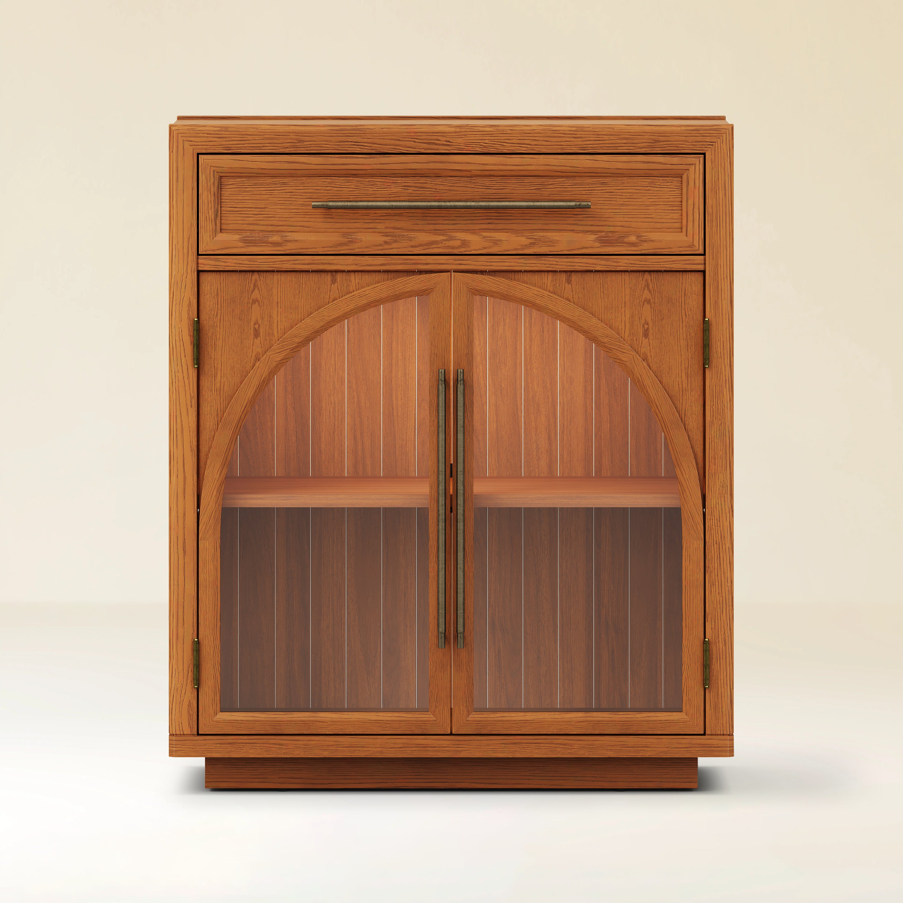 Alvar Arched 32" Oak Storage Cabinet with Drawers