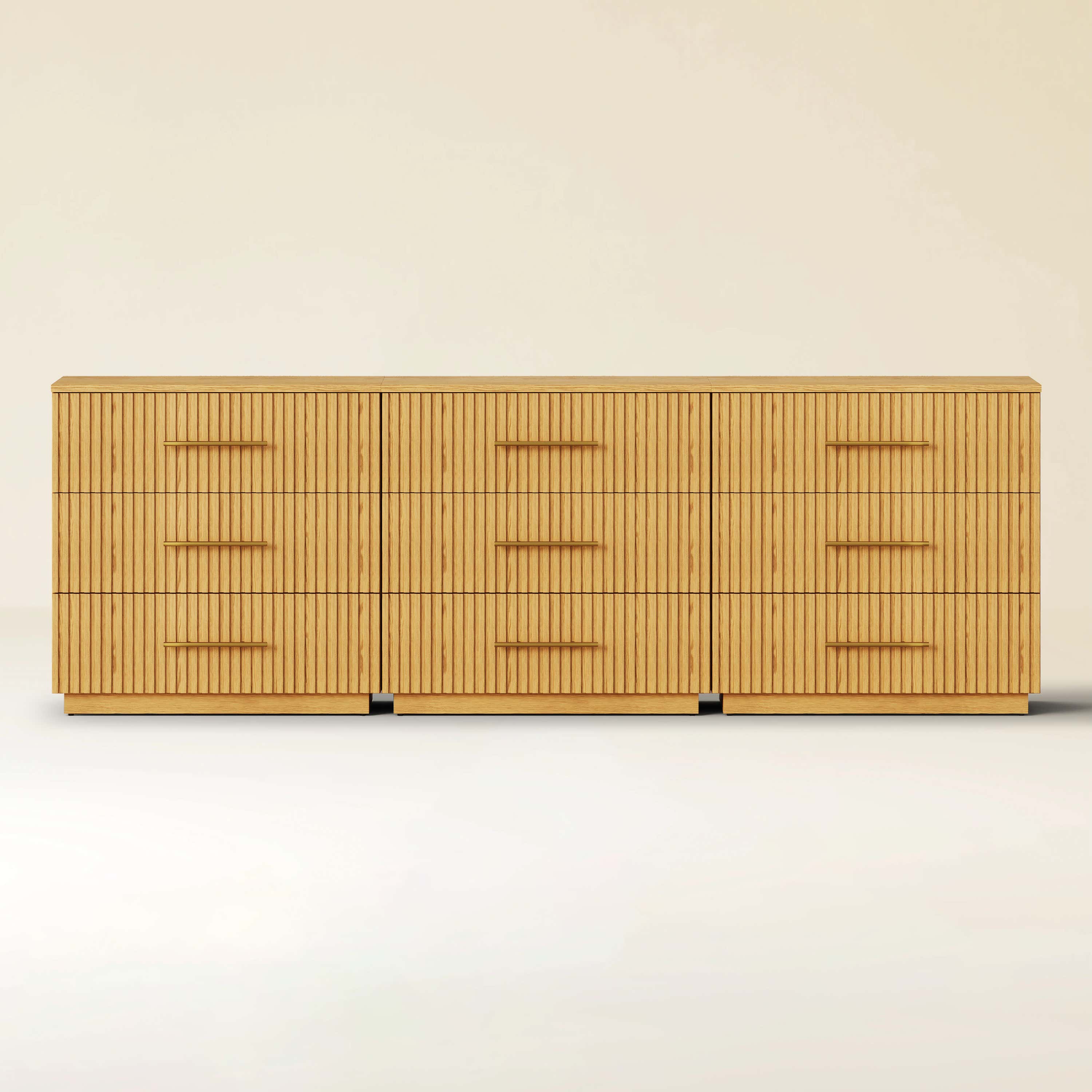 Holt 95" Oak 9-Drawer Chest(Set of 3)