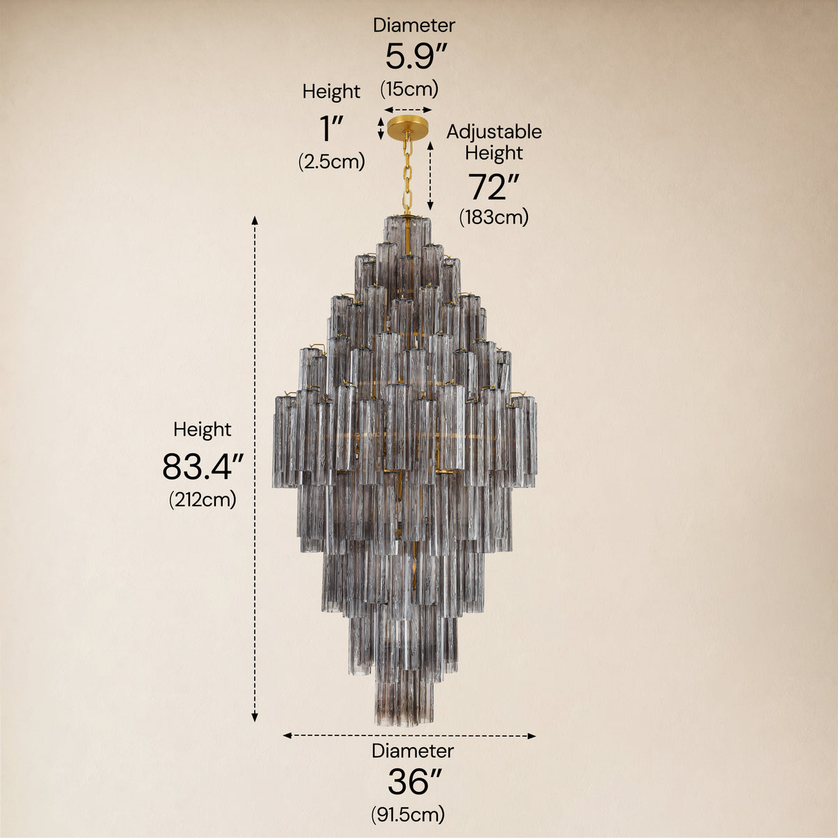 Lumeris Crystal Cascade Chandelier 36"D 