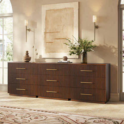 Holt 95" Oak 9-Drawer Chest(Set of 3)