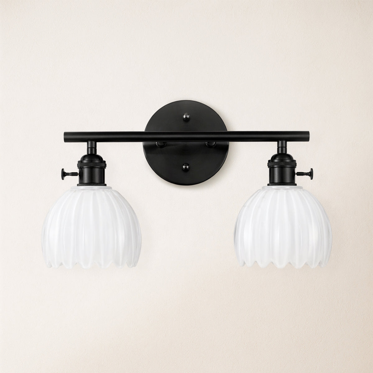 Orbixa Milky Glass 2-Lights Wall Sconce 15"W