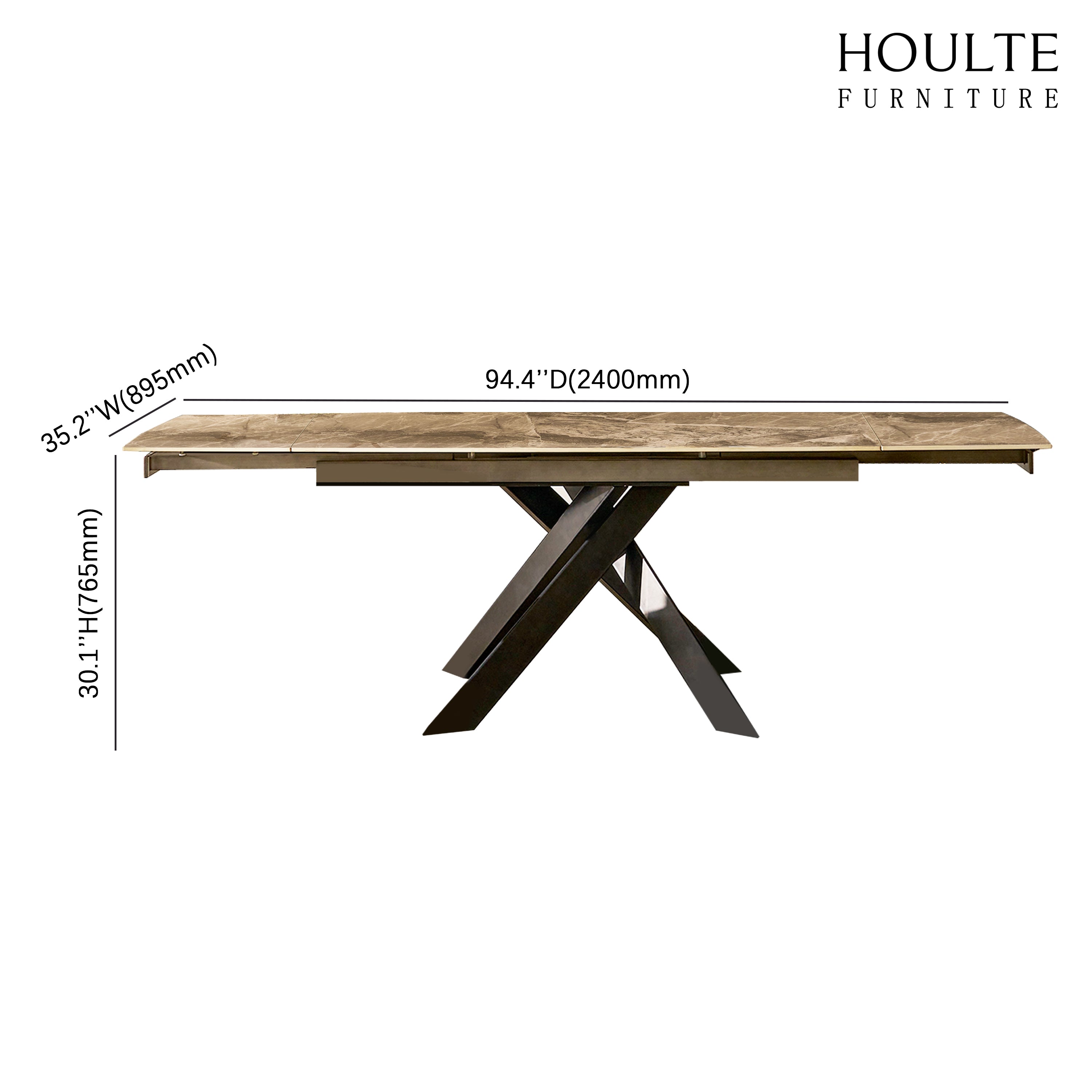 Labarthe Extended Rectangular Sintered Stone Dining Table 63"-95"