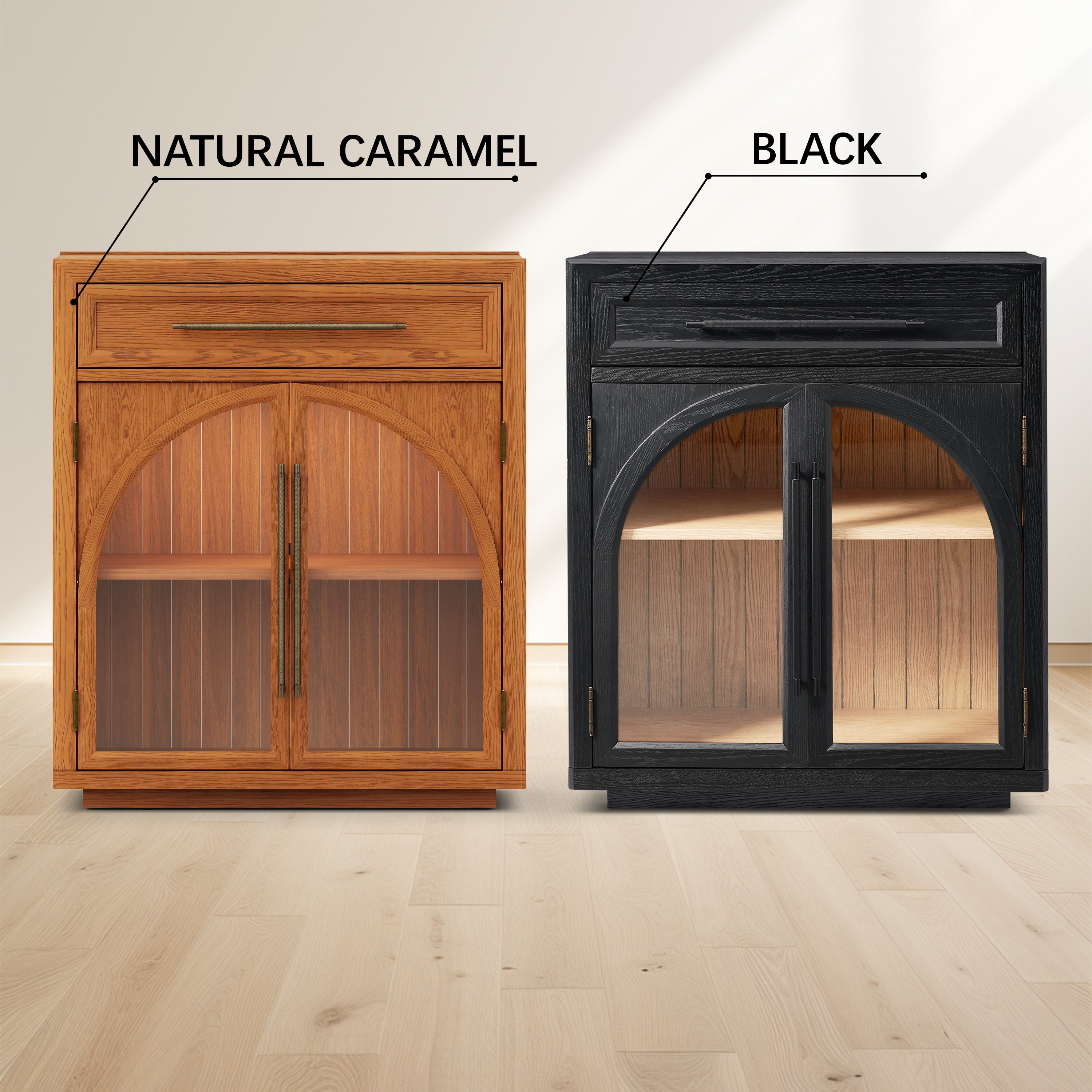 Alvar Arched 32" Oak Storage Cabinet with Drawers