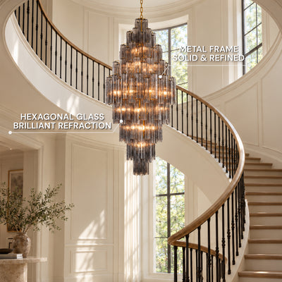 Lumeris Glass Cascade Chandelier 36"D
