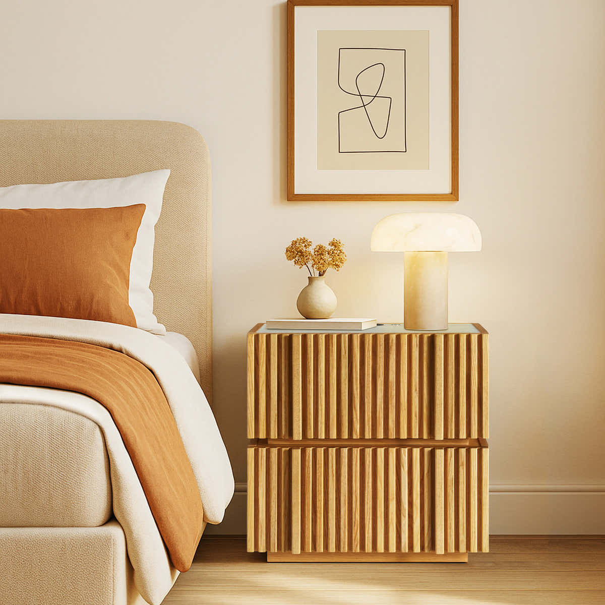 Isla Oak Sintered Stone Nightstand 20 inch W