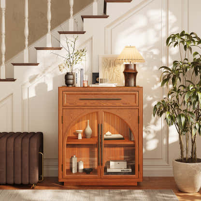 Alvar Arched 32" Oak Storage Cabinet with Drawers