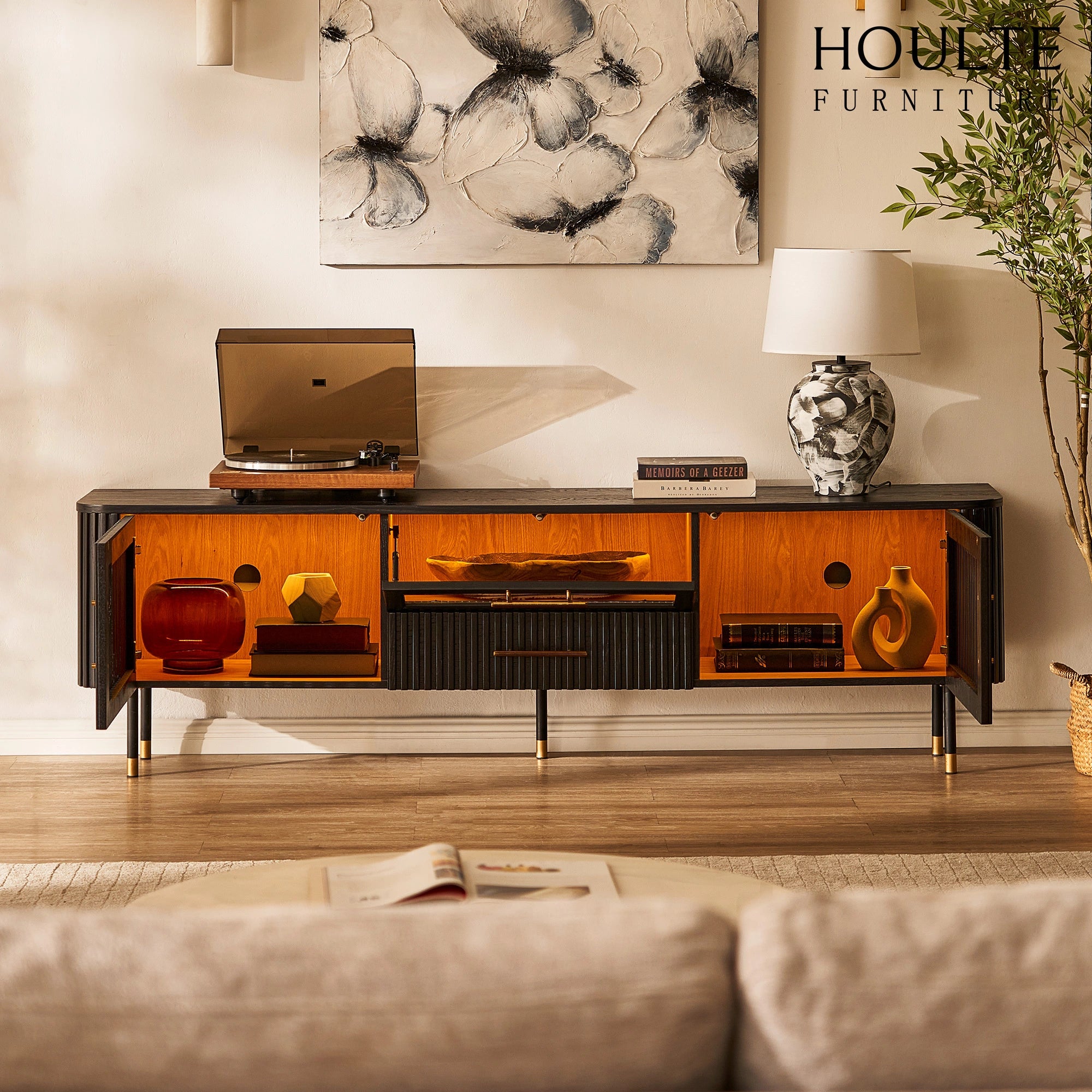 Holton Oak Media Console 80"W