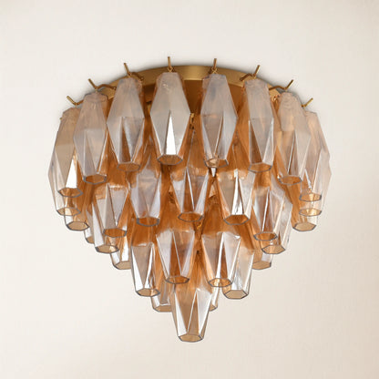 Celestial Drop Round Glass Flush Mount 12.6"D