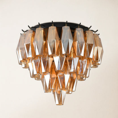 Celestial Drop Round Glass Flush Mount 12.6"D