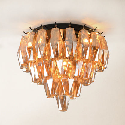 Celestial Drop Round Glass Flush Mount 12.6"D