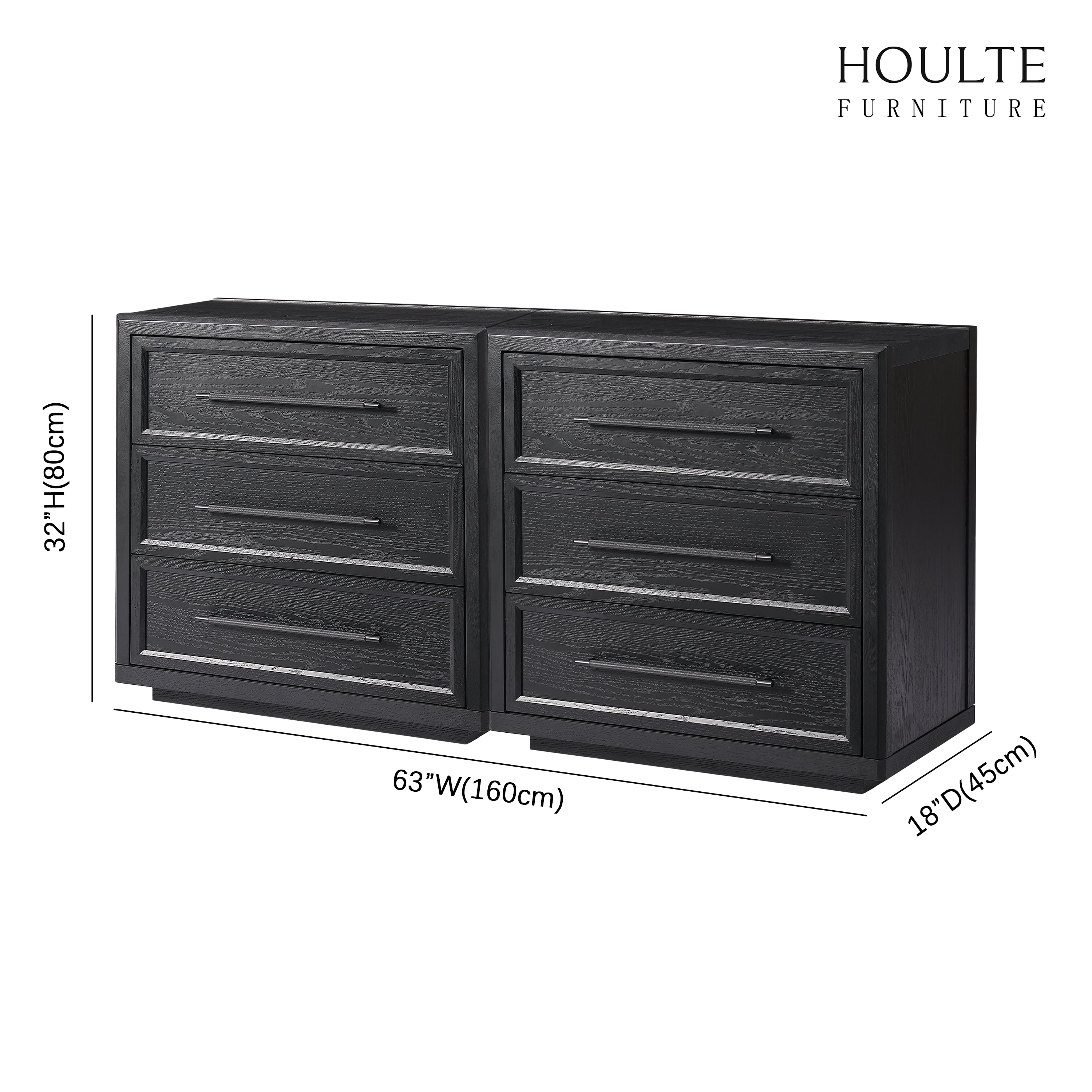Alvar 63″ Oak 6-Drawer Chest(Set of 2)