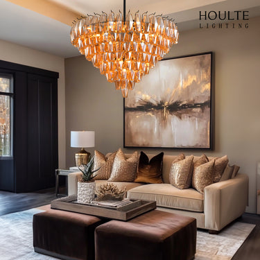Celestial Drop Glass Crystal Glass Chandelier 36"