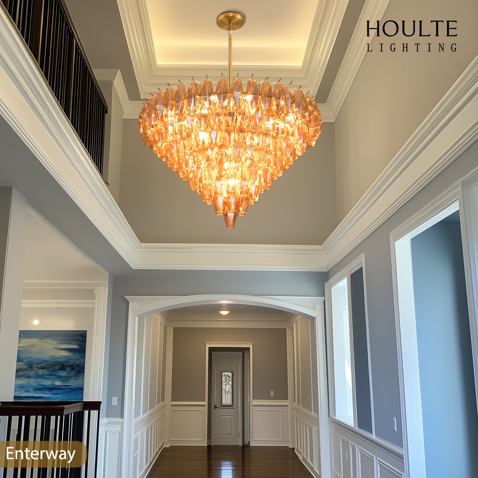 Celestial Drop Glass Crystal Glass Chandelier 36"