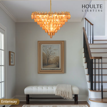 Celestial Drop Glass Crystal Glass Chandelier 36"