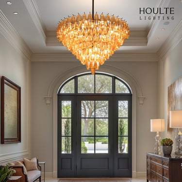 Celestial Drop Glass Crystal Glass Chandelier 36"