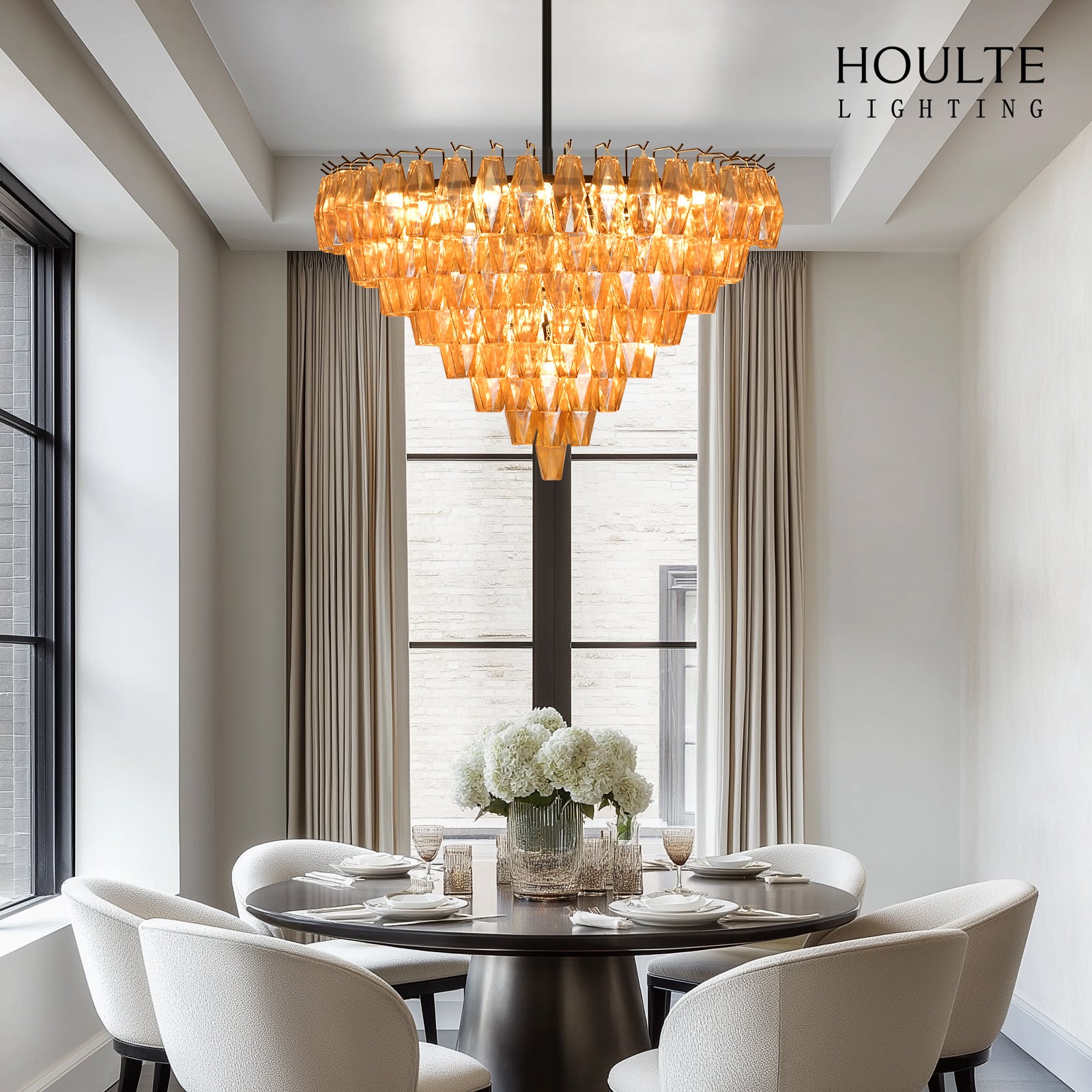 Celestial Drop Glass Crystal Glass Chandelier 36"