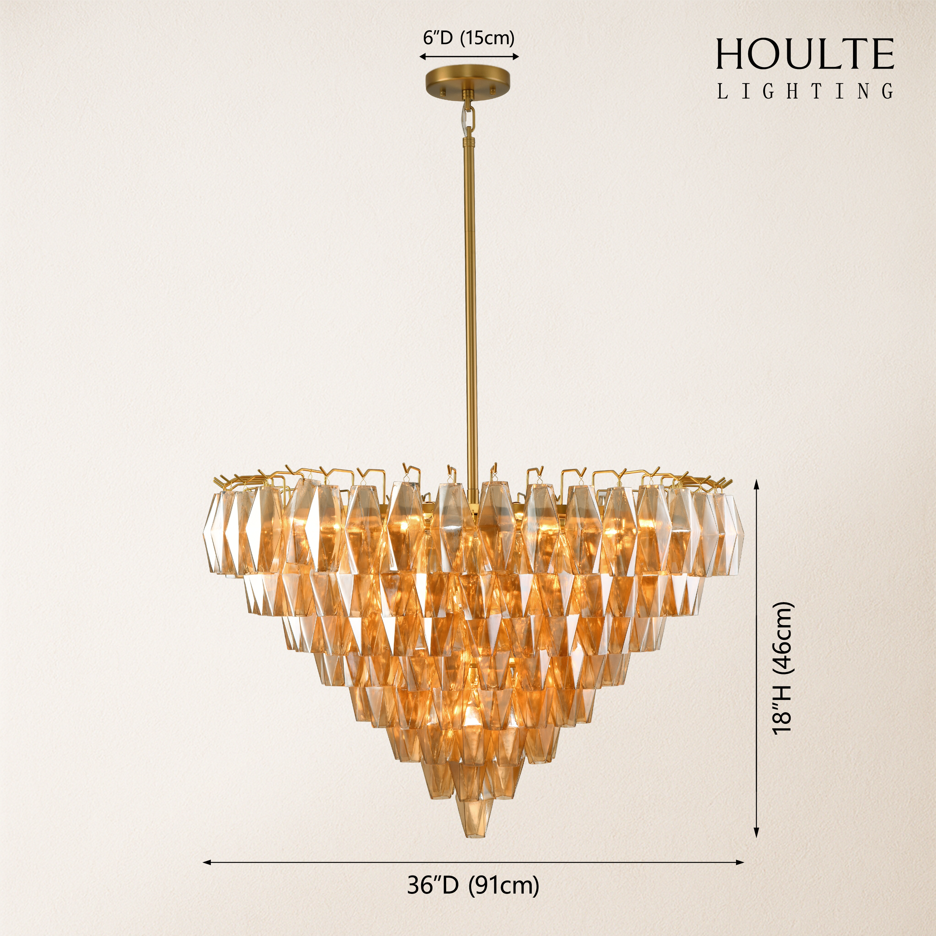 Celestial Drop Glass Crystal Glass Chandelier 36"