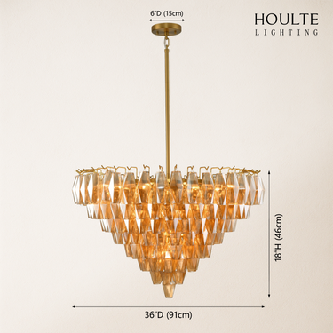 Celestial Drop Glass Crystal Glass Chandelier 36"