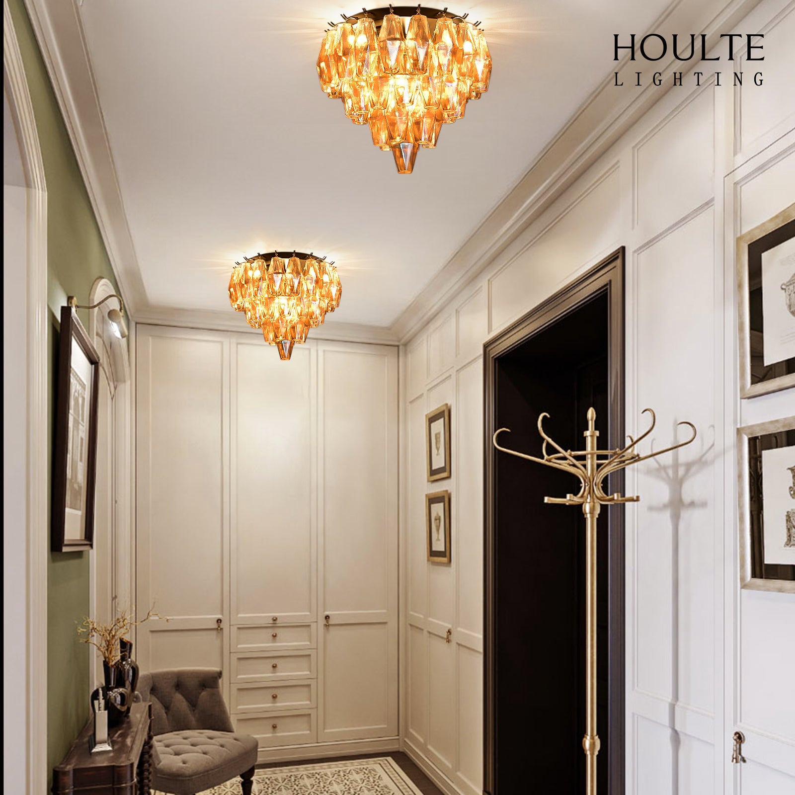 Celestial Drop Glass Flush Mount 12.6"D