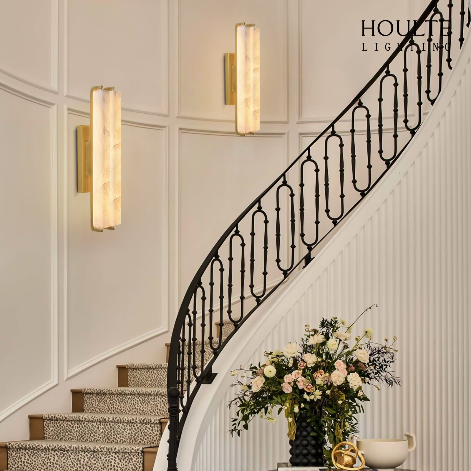 Clara Glow Alabaster Double Wall Sconce 19"H