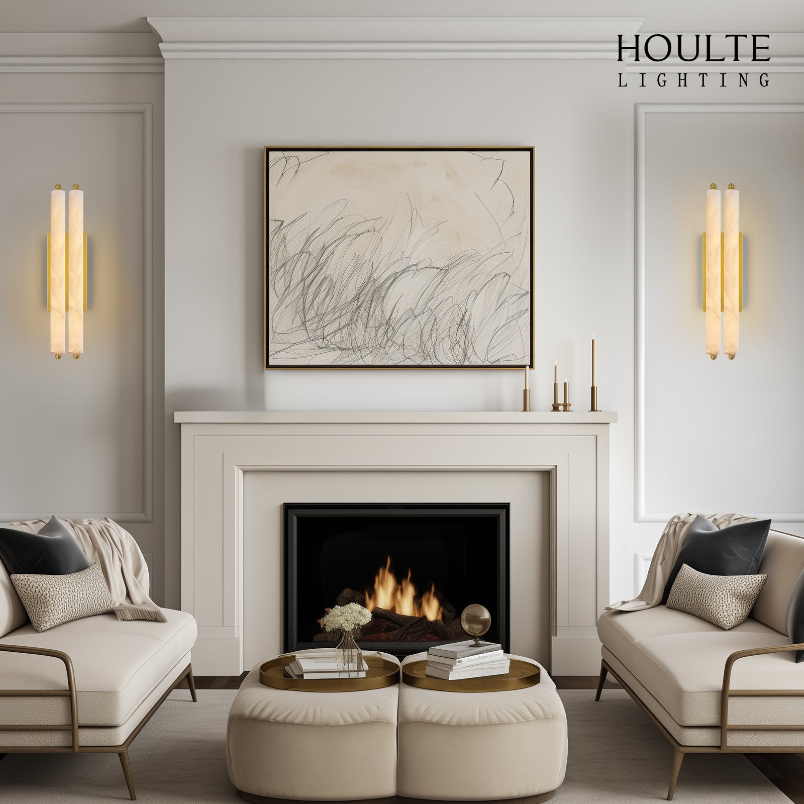 Clara Glow Alabaster Double Wall Sconce 19"H